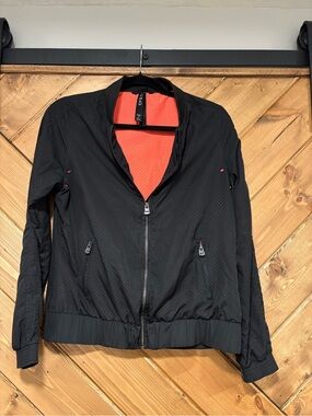 Lightweight Black Bomber Jacket with Coral Lining Lorna Jane Activewear Small
